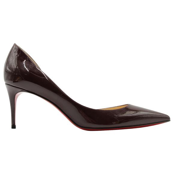 Christian Louboutin Iriza 70mm Half d'Orsay Pumps Dark Red Size 38.5 - Picture 4 of 13